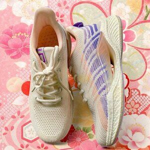 destrong 1 white sneakers running shoes with purple and pink accents size 7